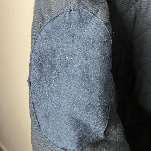 Rainforest Quilted Shirt Jacket Shacket Mens Medium Blue Elbow Patches Outdoors - Picture 8 of 16